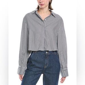 Simkhai Renata Striped Button Down Cropped Shirt